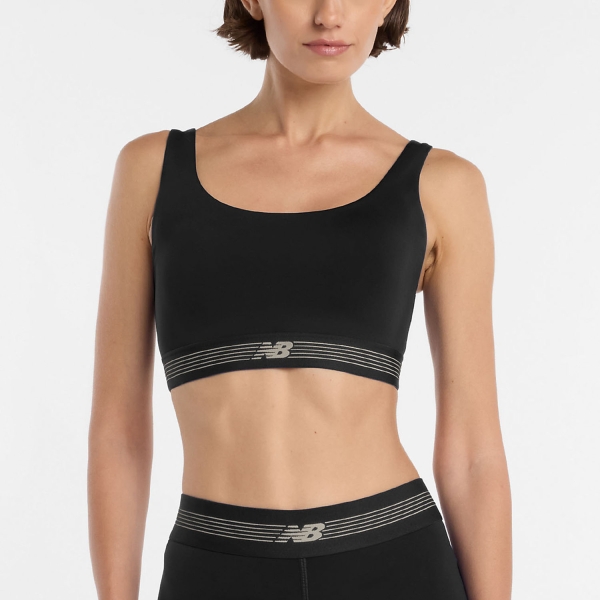 Women's Sports Bra New Balance AC Train Sports Bra  Black WB61Q0QKBK
