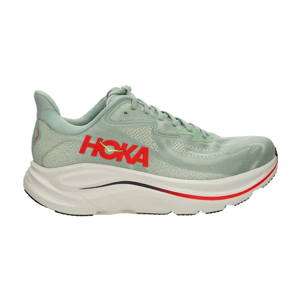 Men's Neutral Running Shoes Hoka Clifton 10 Wide  Sage/Neon Flame 1162032SGNN
