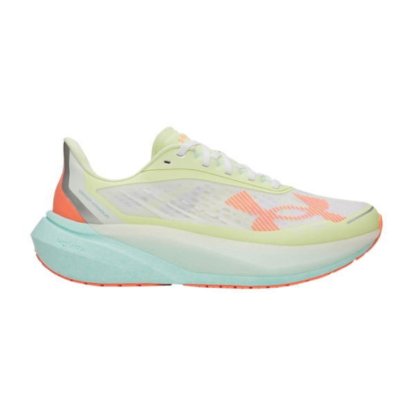 Men's Neutral Running Shoes Under Armour Velociti Distance  White/Refresh Mint/Electric Tangerine 60060300105