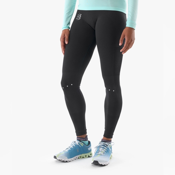Women's Running Tights Compressport Winter Logo Tights  Black ATIW3259000