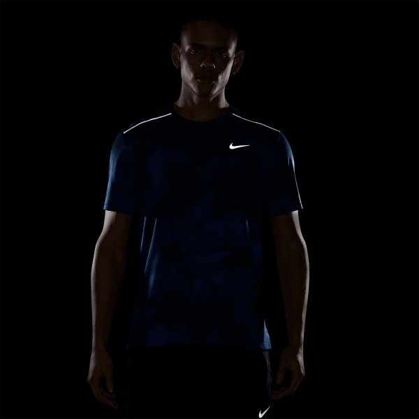 Nike Dri-FIT UV Miler AOP T-Shirt - Midnight Navy/Reflective Silver