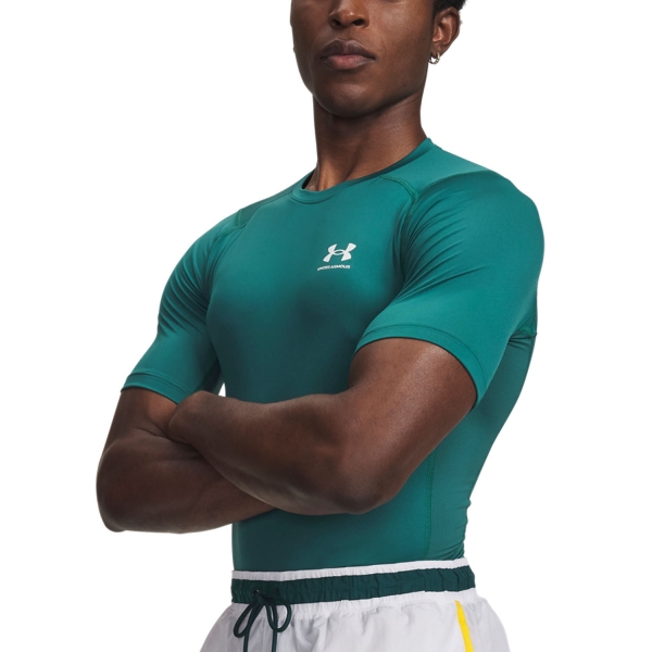 Men's Training T-Shirt Under Armour HeatGear Compression Logo TShirt  Rack Green 13615180338