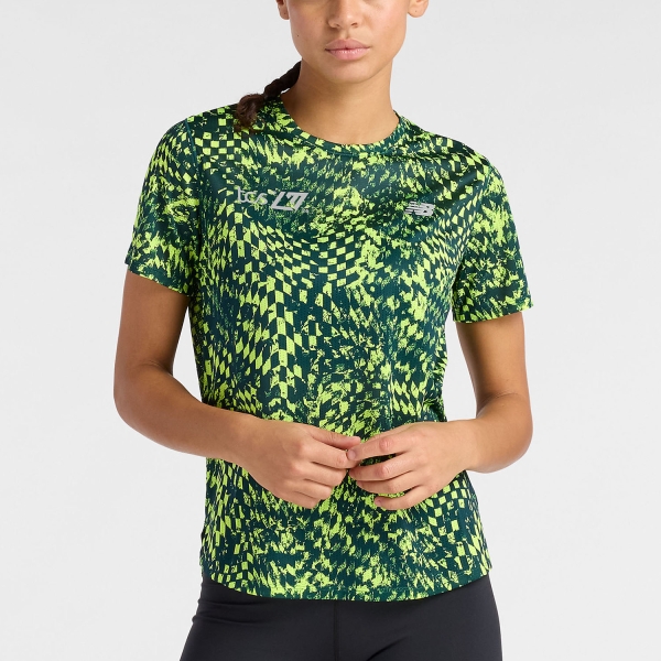 Women's Running T-Shirts New Balance London Edition Athletics Printed TShirt  Alkaline Green WT61K9RIAAM