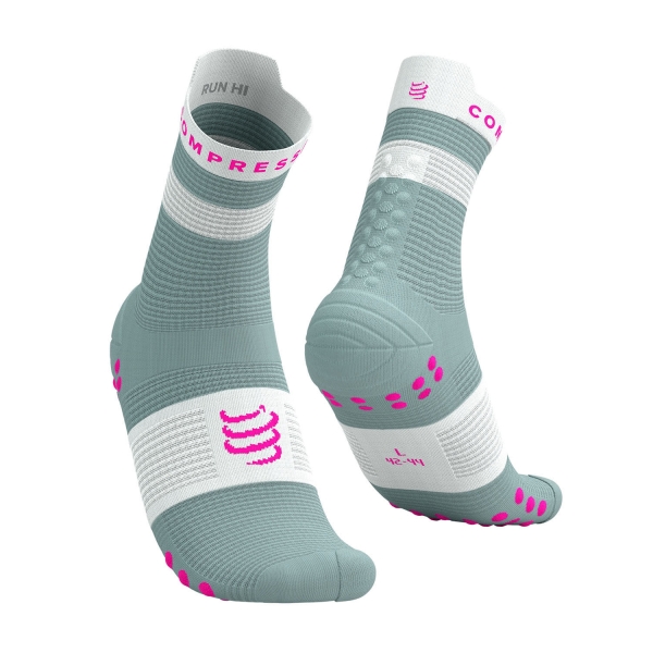 Compressport Pro Racing V4.0 Run High Calcetines - Ether/Neon Pink