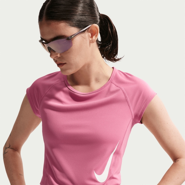 Nike Tempo Swoosh Dri-FIT T-Shirt - Peony/Photon Dust/Reflective Silver/White