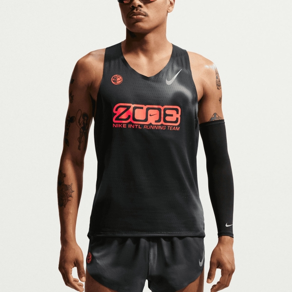 Men's Running Tank Nike DriFIT ADV AeroSwift Energy Tank  Black/Dark Smoke Grey/Bright Crimson IR4444010