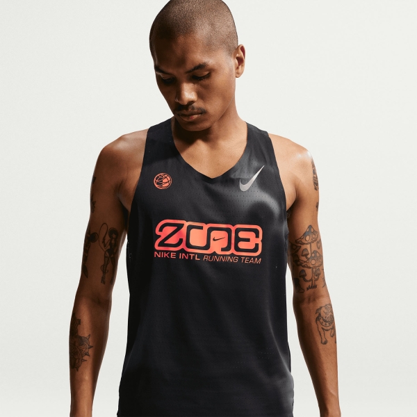 Nike Dri-FIT ADV AeroSwift Energy Canotta - Black/Dark Smoke Grey/Bright Crimson