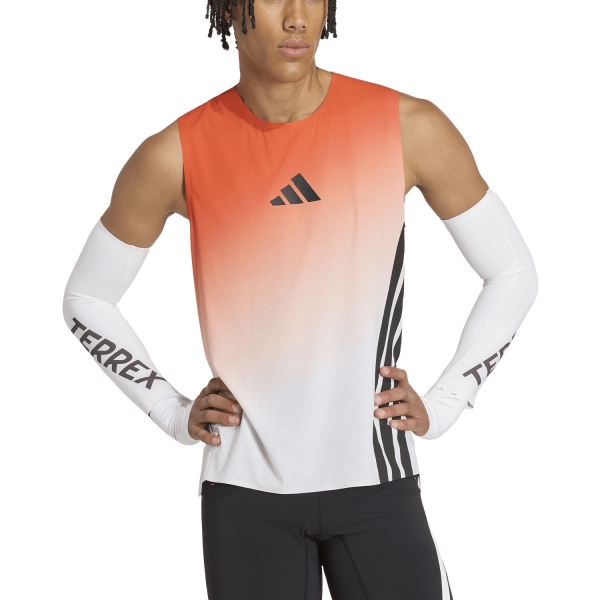 Men's Trail Running Tank Tops & Vests adidas Terrex Xperior Pro Tank  White/Semi Impact Orange JV9035