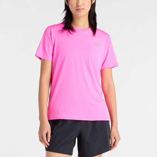 Women's Running T-Shirts New Balance Sport Essentials TShirt  Pink Heat WT41222AAB