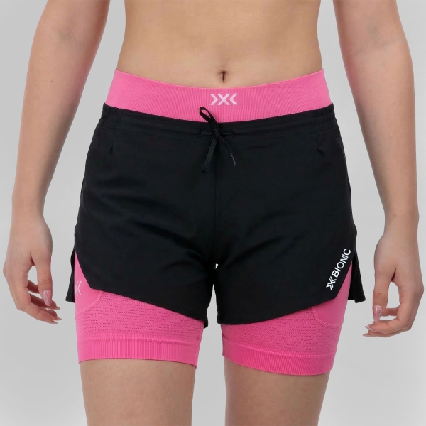Women's Shorts Trail Running XBionic Effektor 2 in 1 5.5in Shorts  X Black/Neo Pink R520S25WB133