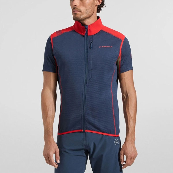Men's Outdoor Jacket and Shirt La Sportiva Existence Vest  Night Sky/Mountain Red ZAHV013B46R24