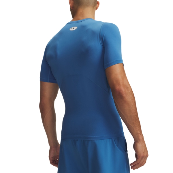 Under Armour HeatGear Compression Logo T-Shirt - Aegean Blue/White