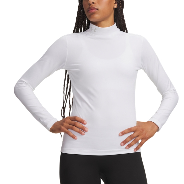 Women's Running Shirt Under Armour ColdGear Shirt  White/Halo Gray 60136650100