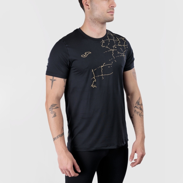 Men's Running T-Shirt Joma RCity Printing Helium TShirt  Black 103993AA100