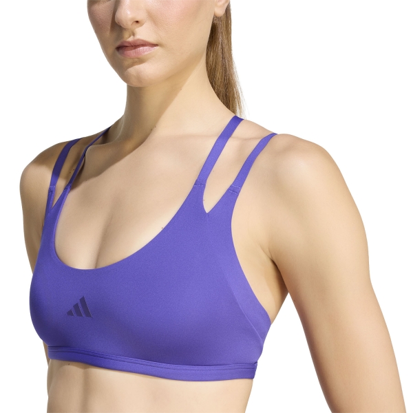 Women's Sports Bra adidas Optime Workout Strappy Sports Bra  Pure Purple KS6041