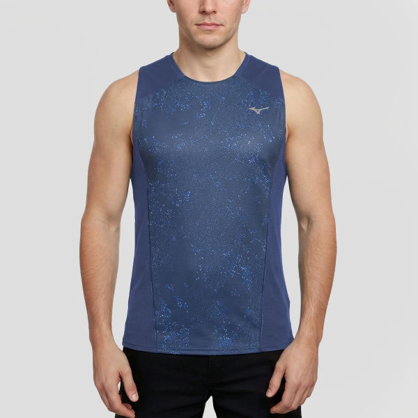 Men's Running Tank Mizuno Active DryAeroFlow Graphic Tank  Estate Blue J2GAD01012