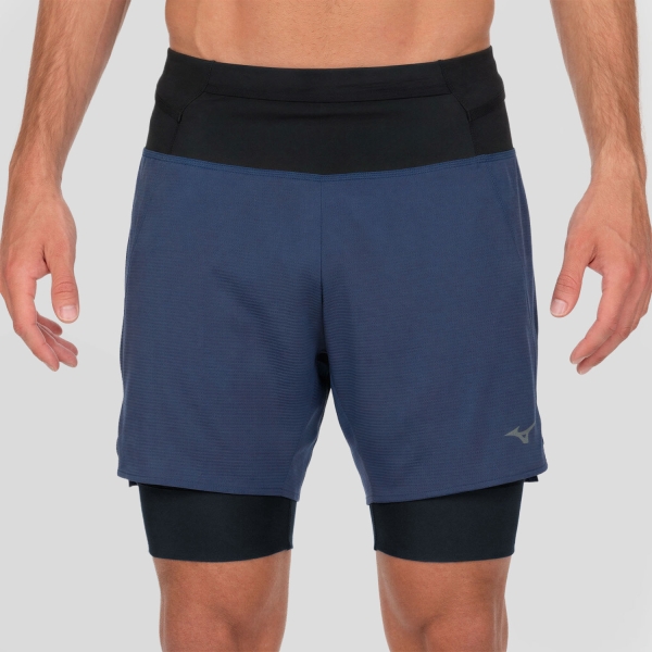 Men's Trail Running Shorts Mizuno Multipocket 2 in 1 8in Shorts  Estate Blue J2GBD01012