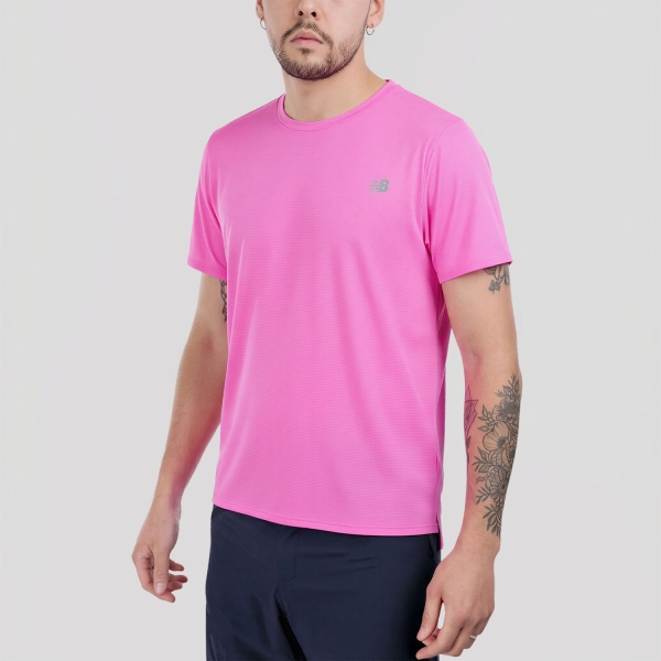 Men's Running T-Shirt New Balance Performance TShirt  Pink Heat MT41222AAB