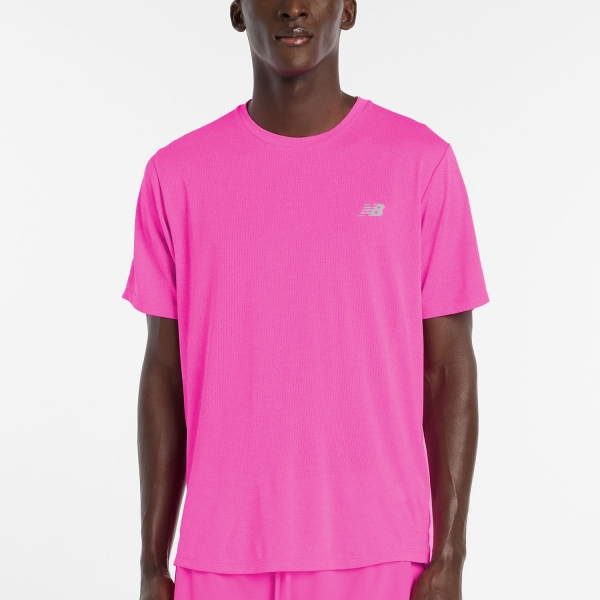 Men's Running T-Shirt New Balance Athletics Run TShirt  Pink Heat Heather MT41253AD8