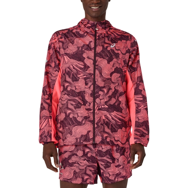 Men's Trail Running Jackets ASICS Fujitrail Jacket  Blazing Coral/Dark Aubergine 2011D524700