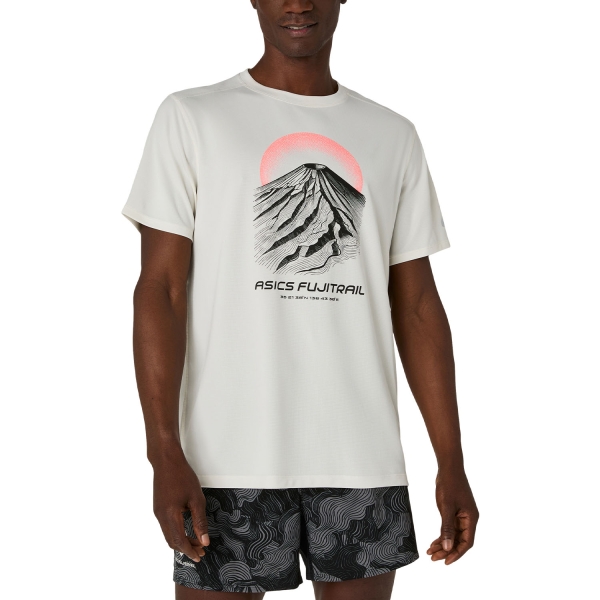 Men's  Short Sleeve Trail Running Shirts ASICS Fujitrail Logo TShirt  Cream 2011D527102