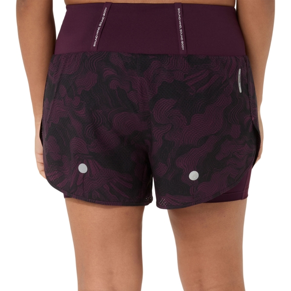 ASICS Road All Over Print 2 in 1 3.5in Shorts - Dark Aubergine