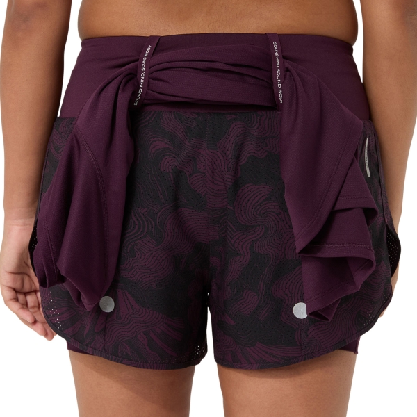 ASICS Road All Over Print 2 in 1 3.5in Shorts - Dark Aubergine