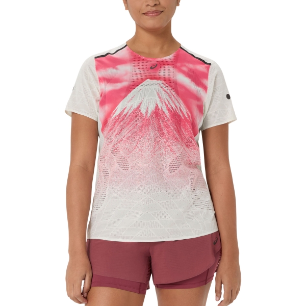 Women's Short Sleeve Shirts Trail Running ASICS Fujitrail Elite Graphic TShirt  Cream 2012D484100