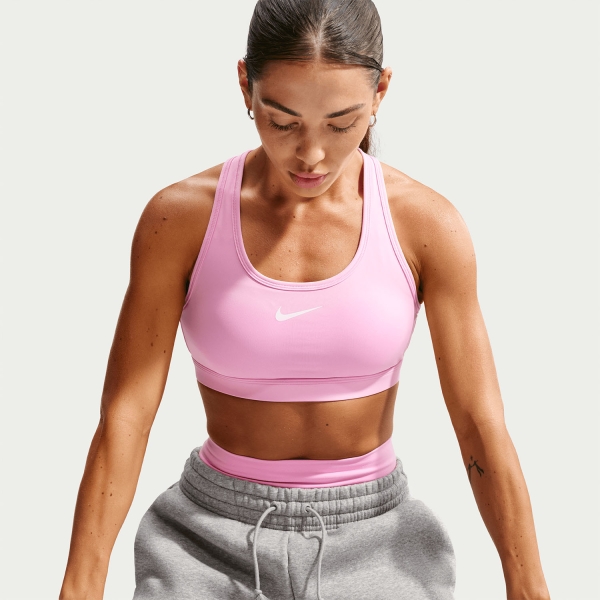 Nike Swoosh Sports Bra - Pink Rise/White