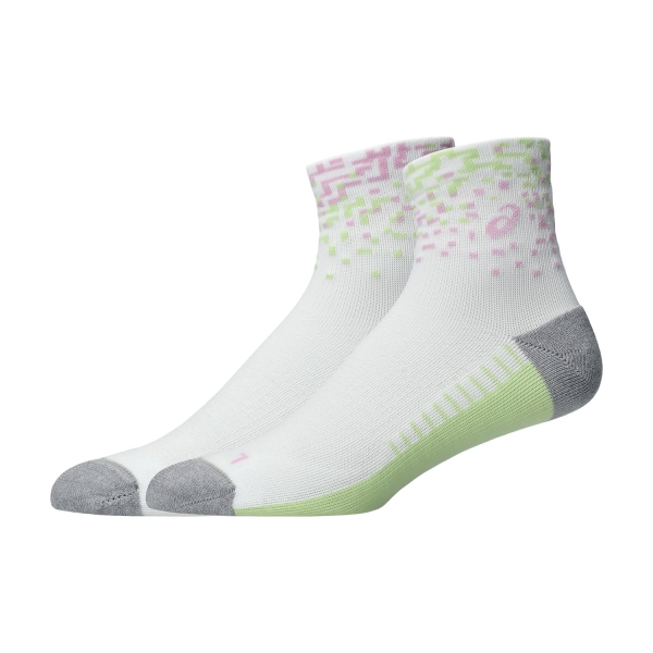 ASICS Performance Quarter Pro Logo Socks - White/Hazy Lilac/Glow Green