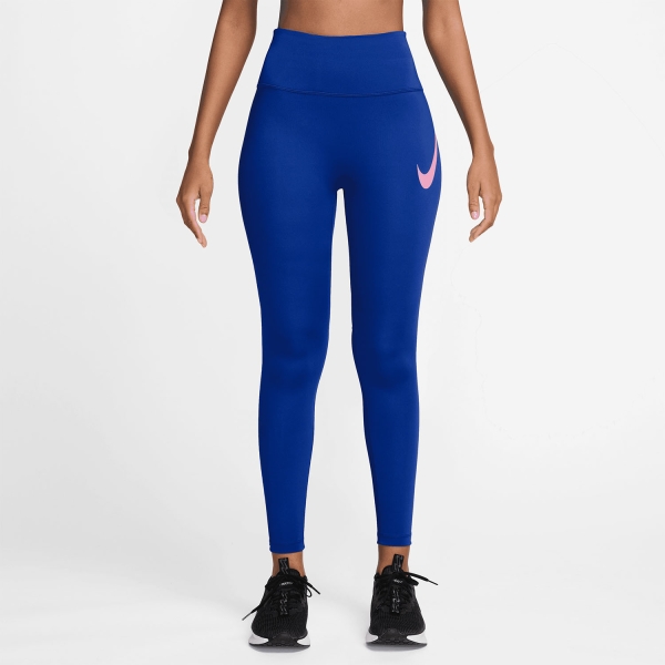Women's Running Tights Nike DriFIT Tempo Swoosh 7/8 Tights  Old Royal/Reflective Silver/Pink Rise HV2304417