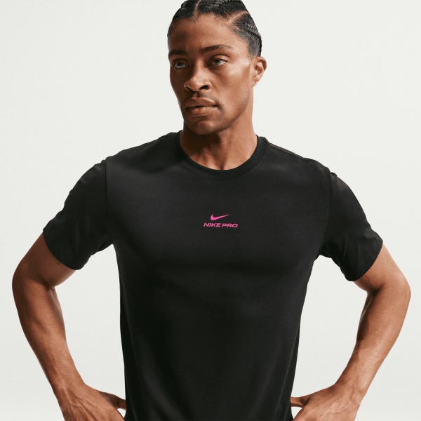 Nike Pro Dri-FIT T-Shirt - Black/Hyper Pink