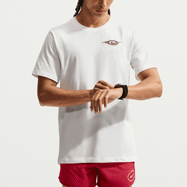 Nike Dri-FIT Printed T-Shirt - White/Fusion Red/Black