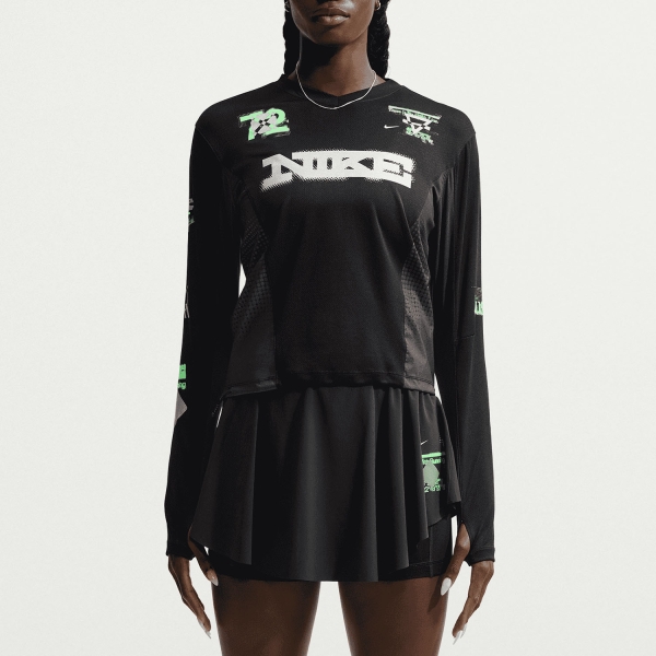 Women's Running Shirt Nike Swift Graphic Shirt  Black/Iron Grey/Illusion Green/Reflective Silver IM7542010