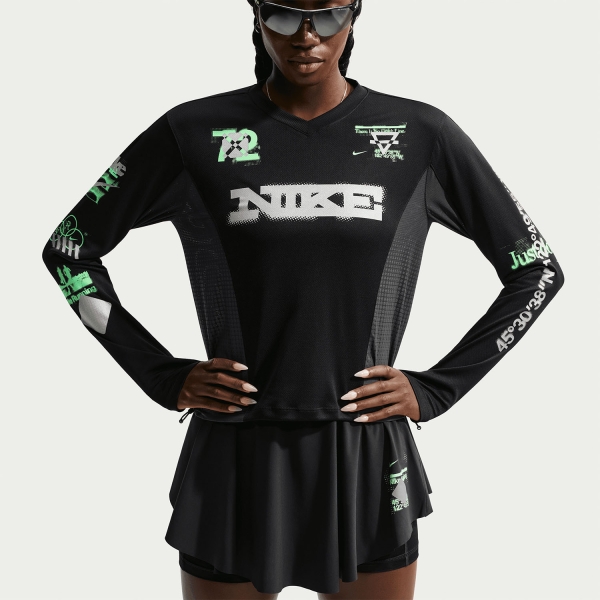 Nike Swift Graphic Shirt - Black/Iron Grey/Illusion Green/Reflective Silver