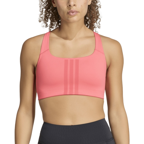 Women's Sports Bra adidas Optime Workout 3 Stripes Sports Bra  Pure Turbo/Core Pink KV6991