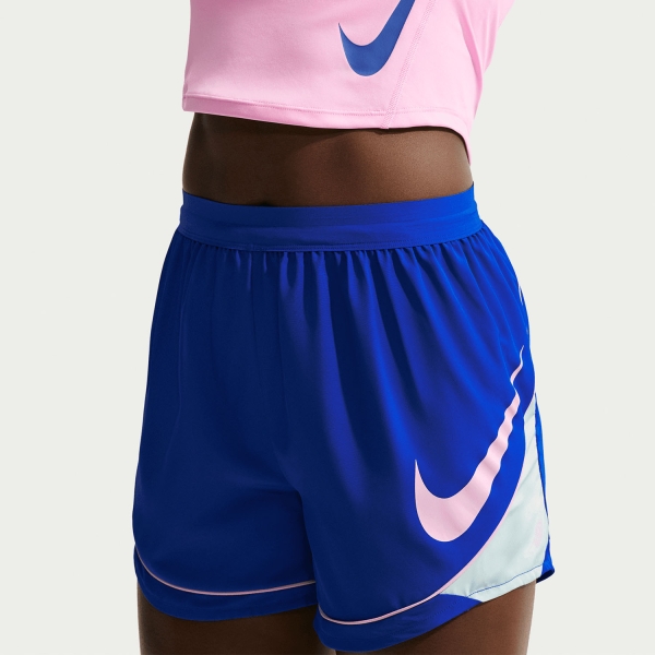 Women's Running Shorts Nike DriFIT Swoosh 3.5in Shorts  Old Royal/Football Grey/Pink Rise IQ0209417