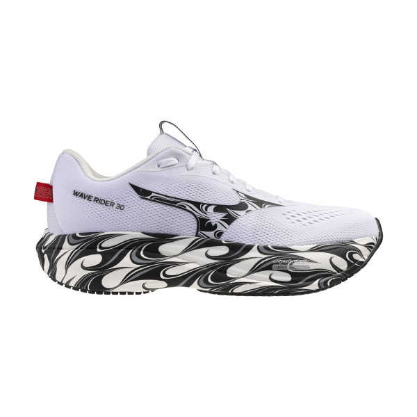Men's Neutral Running Shoes Mizuno Wave Rider 30  White/Black/High Risk Red J1GU262381