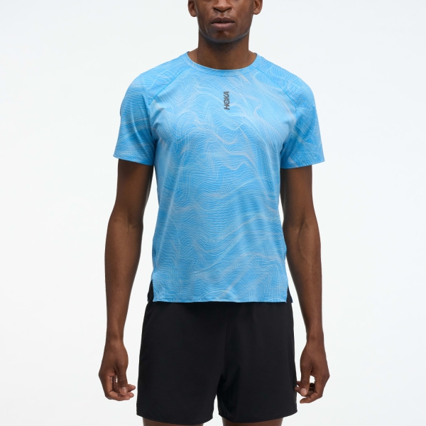 Men's Running T-Shirt Hoka EveryRun TShirt  Mineral Blue Prt 1182011MNRLB
