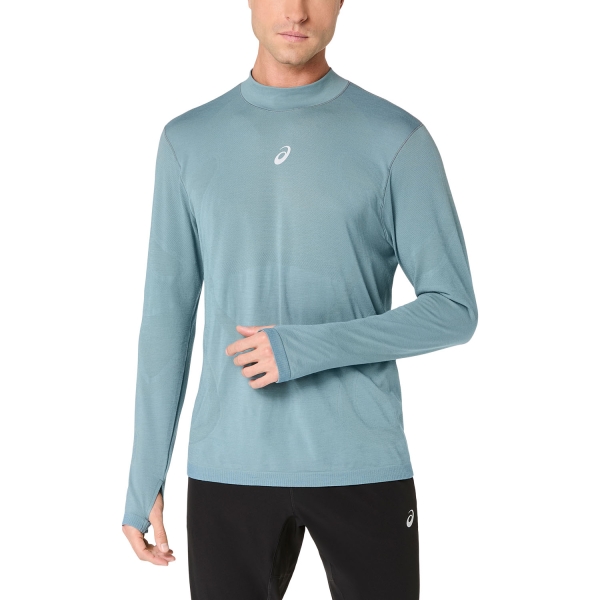 Men's Running Shirt ASICS Road Winter Shirt  Foggy Teal 2011D360400