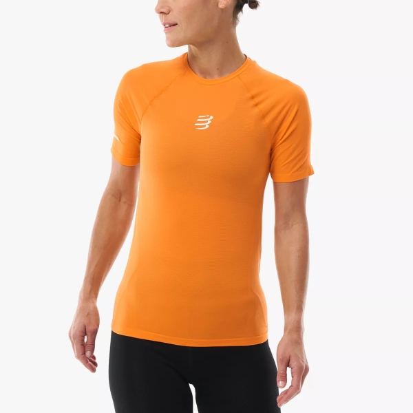 Women's Short Sleeve Shirts Trail Running Compressport Performance TShirt  Apricot ATSW3644051