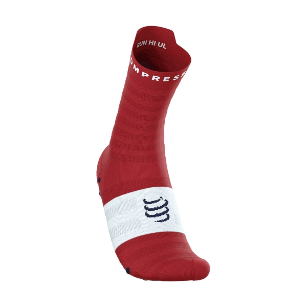  Compressport Pro Racing V4.0 Ultralight Run High Socks  Pompeian Red/White XU00050B3159