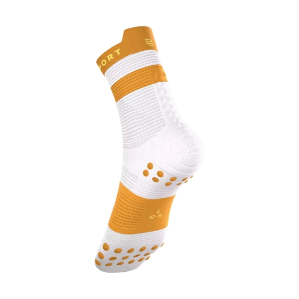 Compressport Pro Racing V4.0 Run High Calze - White/Sunflower