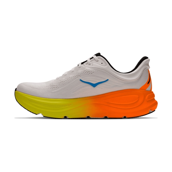 Hoka Bondi 9 Wide - White/Neon Tangerine