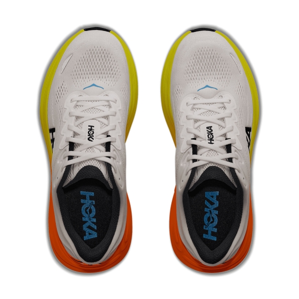 Hoka Bondi 9 Wide - White/Neon Tangerine
