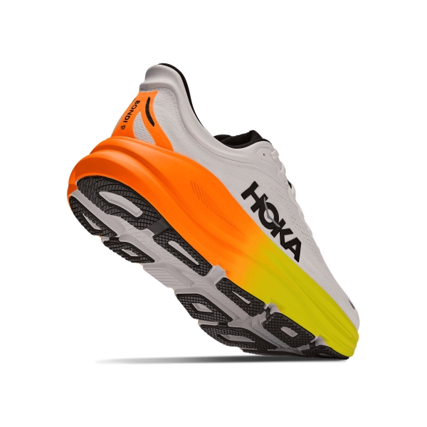 Hoka Bondi 9 Wide - White/Neon Tangerine