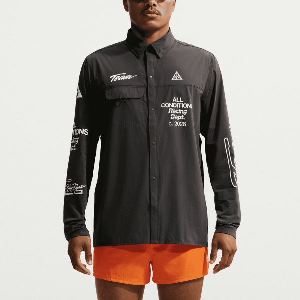 Men's Long Sleeve Trail Running Nike ACG Aireez Shirt  Dark Smoke Grey/White IU8150070