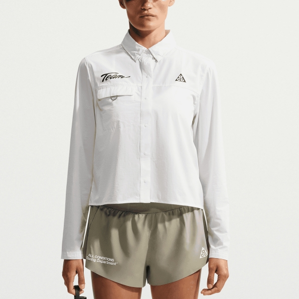 Women's Long Sleeve Shirts Trail Running Nike ACG Aireez Shirt  Summit White/Black IU8152100