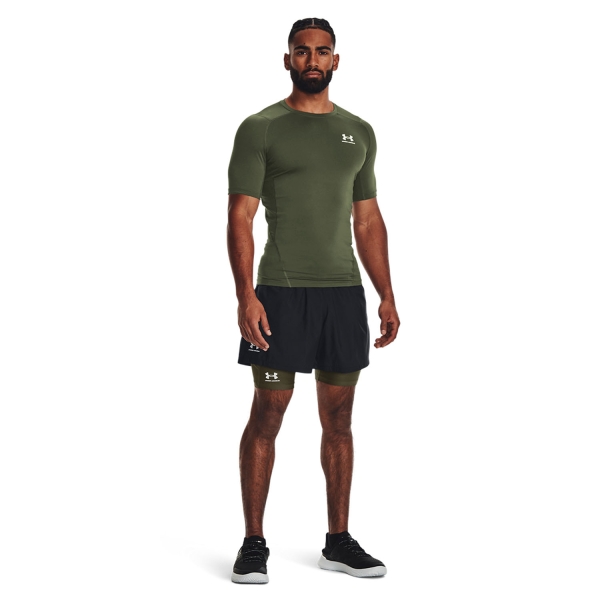 Under Armour HeatGear Compression Logo T-Shirt - Marine Od Green/Black