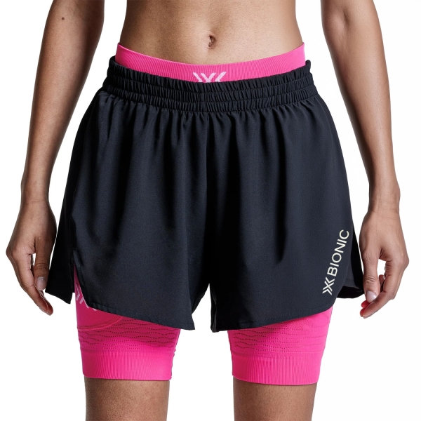 Women's Shorts Trail Running XBionic Effektor 2 in 1 5.5in Shorts  X Black/Neo Pink R520S25WB133